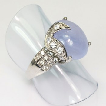 Zilveren ring gezet met Chalcedoon en Zirkonia\'s 17.5 mm